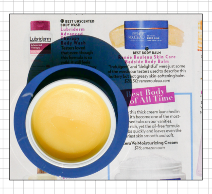 bedside body balm product featured in magazine